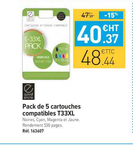 pack de 5 cartouches compatibles t33xl