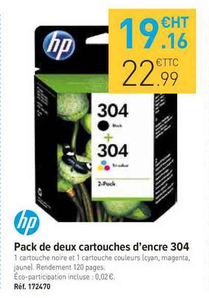 pack de deux cartouches d'encre 304 hp