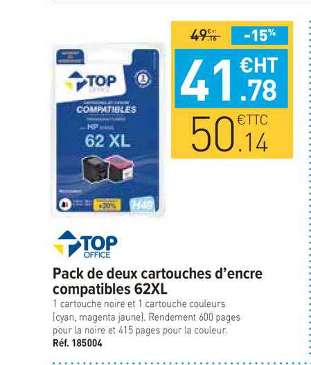 pack de deux cartouches d'encre compatibles 62xl