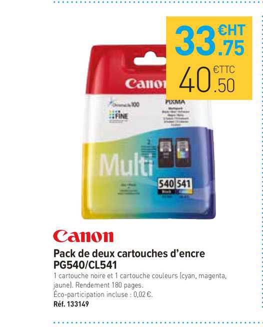 pack de deux cartouches d'encre pg540-cl541 canon