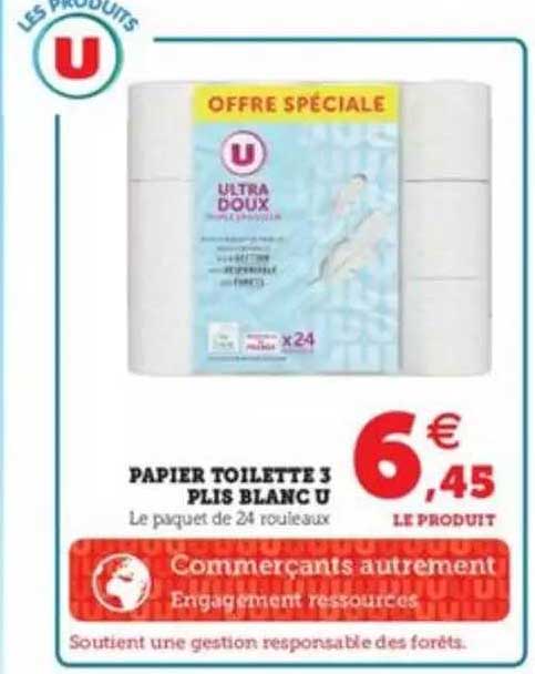 papier toilette 3 plis blanc u
