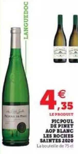 picpoul de pinet aop blanc les roches saintes 2020