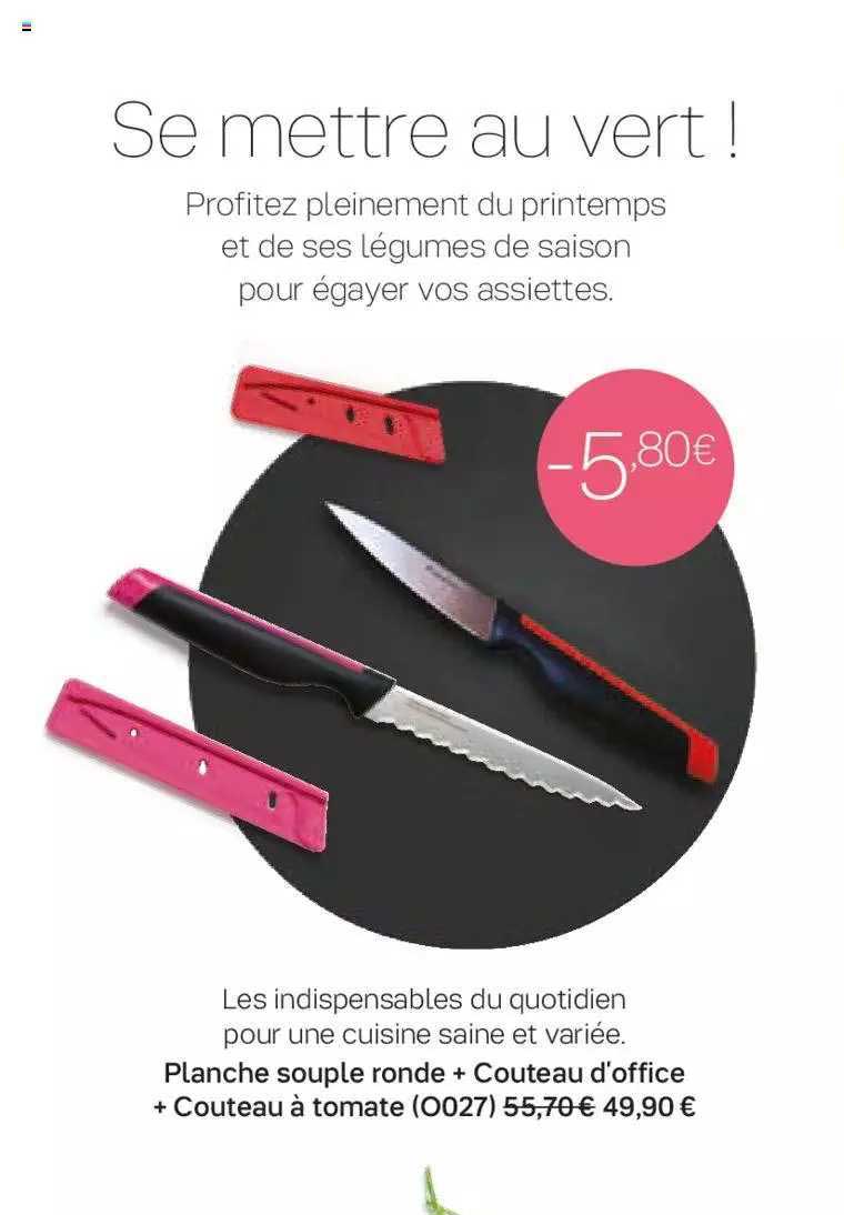 planche souple ronde + couteau d'office + couteau à tomate