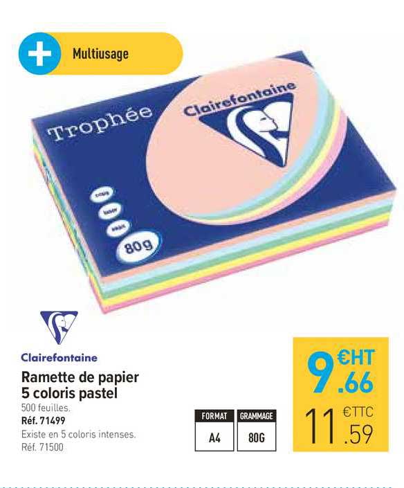 ramette de papier 5 coloris pastel