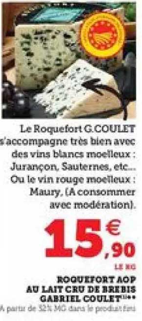roquefort aop au lait cru de brebis gabriel coulet