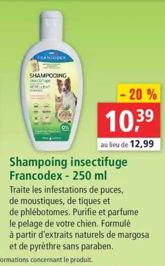shampoing insectifuge francodex - 250 ml