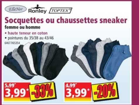 socquettes ou chaussettes sneaker femme ou homme ellenor