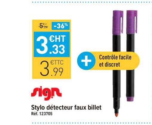 Stylo Détecteur Faux Billet Sign