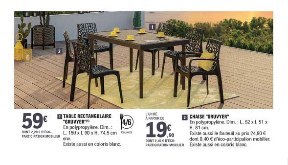 table rectangulaire "gruvyer", chaise "gruvyer"