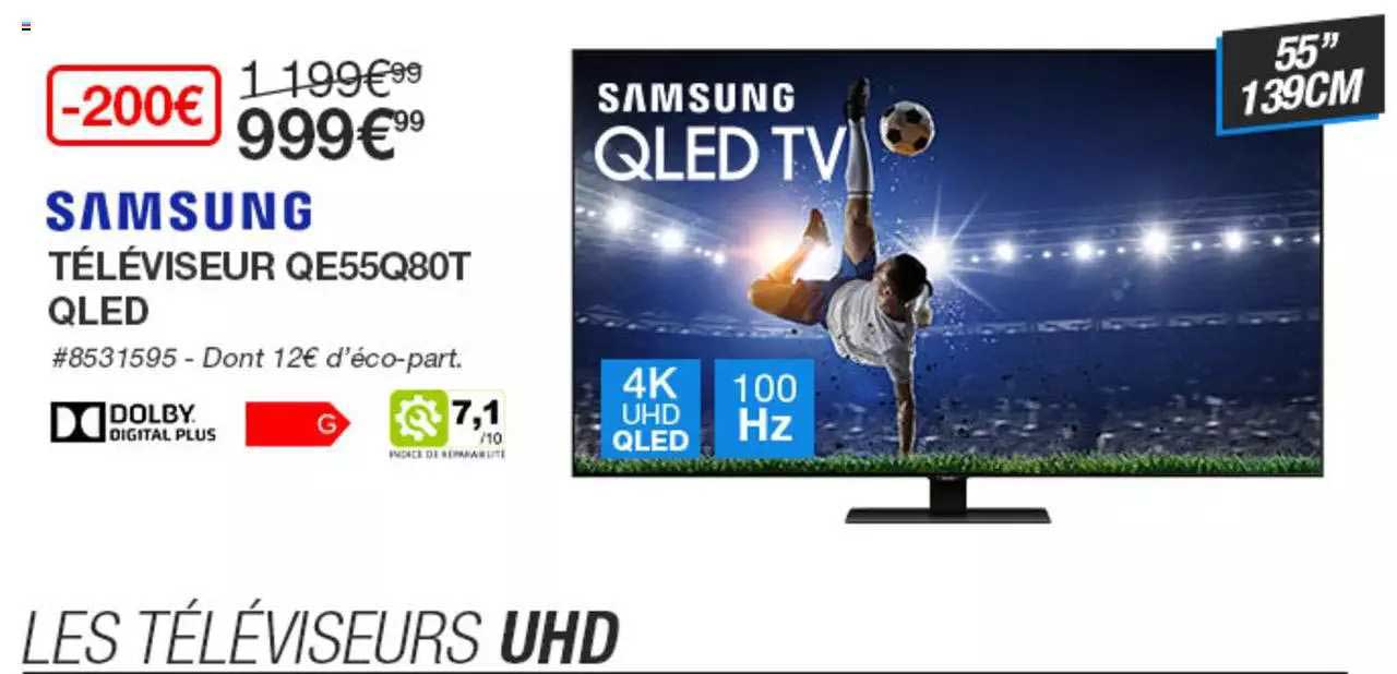 Téléviseur Qe55q80t Qled Samsung