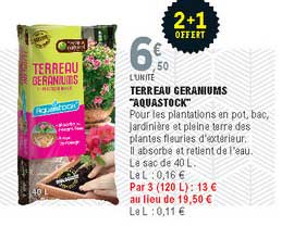 terreau géraniums "aquastock"