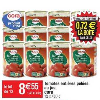 Tomates Entières Pelées Au Jus Cora