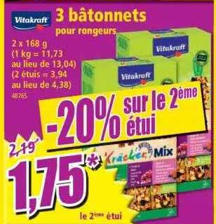 3 bâtonnets pour rongeurs vitakraft