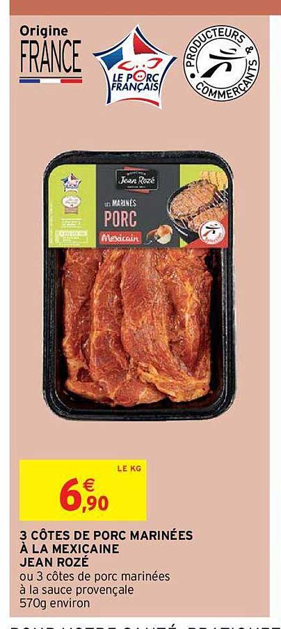 3 côtes de porc marinées à la mexicane jean rozé