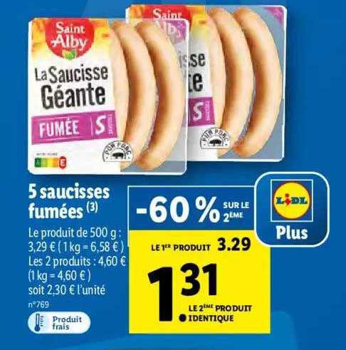 5 saucisses fumées saint alby