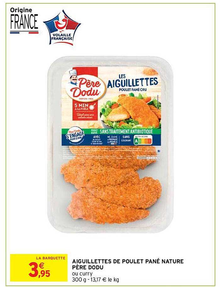 aiguillettes de poulet pané nature père dodu