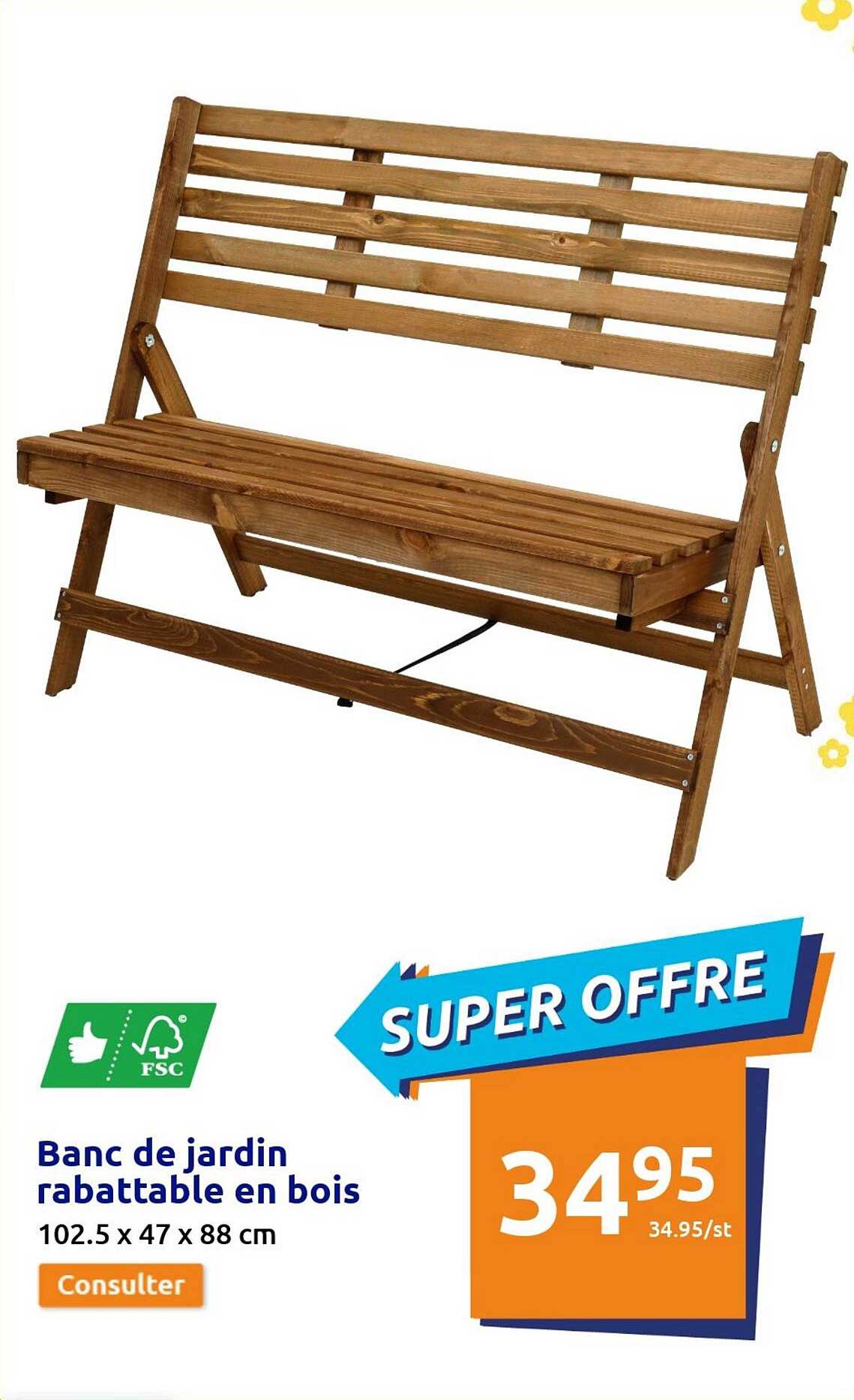 banc de jardin rabattable en bois