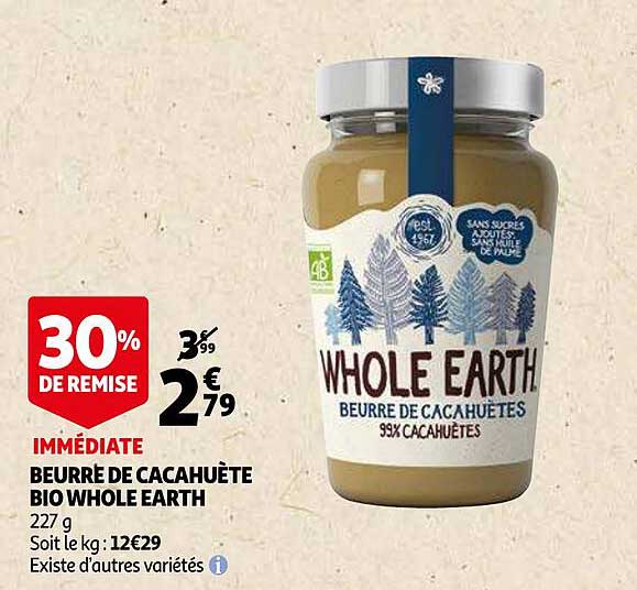 beurre de cacahuète bio whole earth