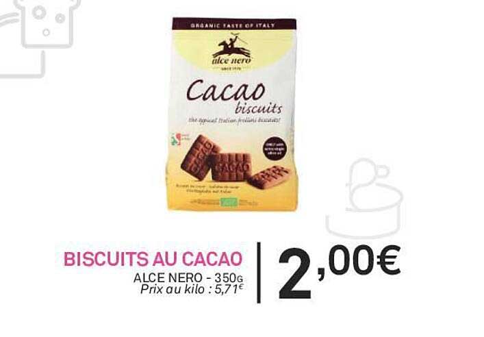 biscuits au cacao alce nero