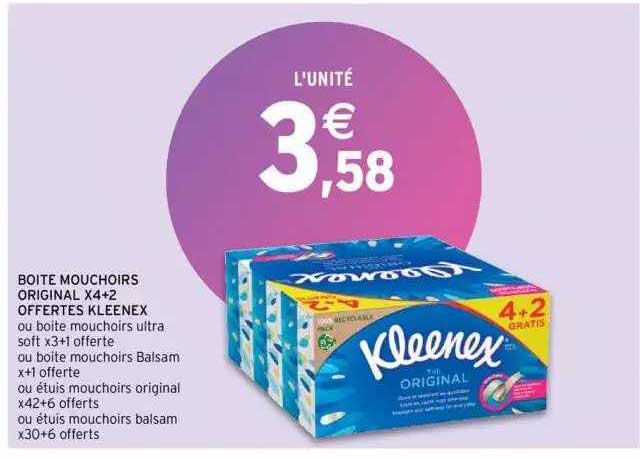 Boîte Mouchoirs Original X4+2 Offertes Kleenex