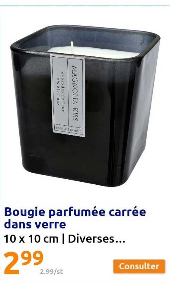 bougie parfumée carrée dans verre