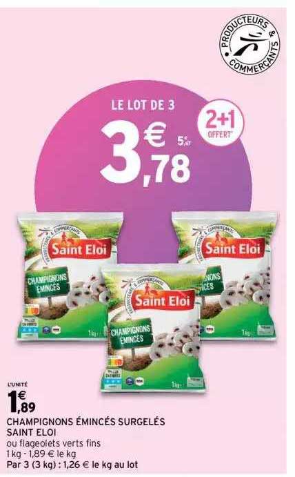 champignons émincés surgelés saint éloi