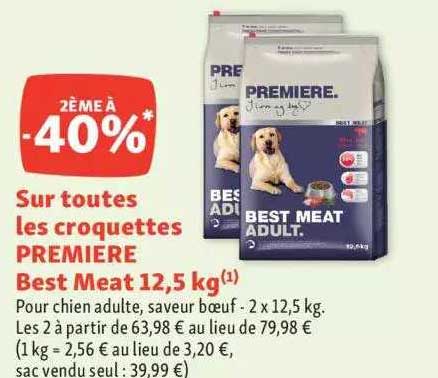 croquettes première best meat 12,5 kg