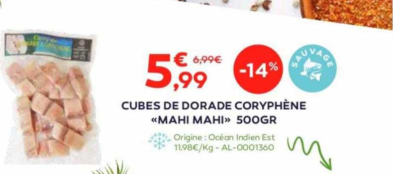 cubes de dorade coryphène «mahi mahi» 500 gr