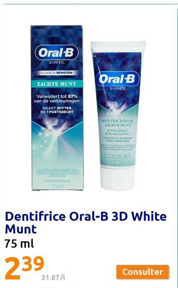 dentifrice oral-b 3d white munt