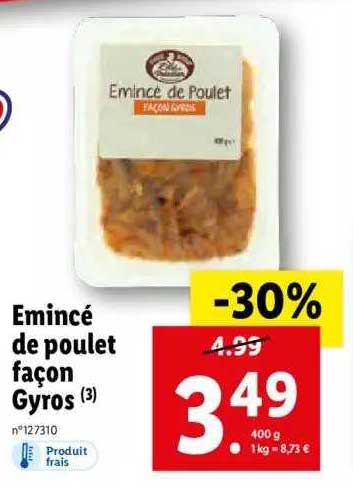 émincé de poulet façon gyros