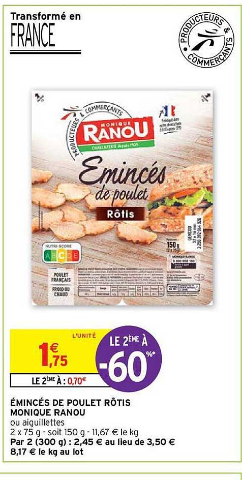 émincés de poulet rôtis monique ranou