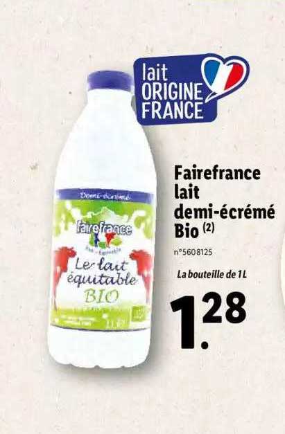 Fairefrance Lait Demi-écrémé Bio