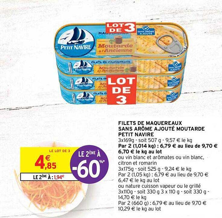 filets de maquereaux sans arôme ajouté moutarde petit navire