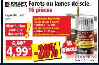 forets ou lames de scie kraft werkzeuge, 16 pièces