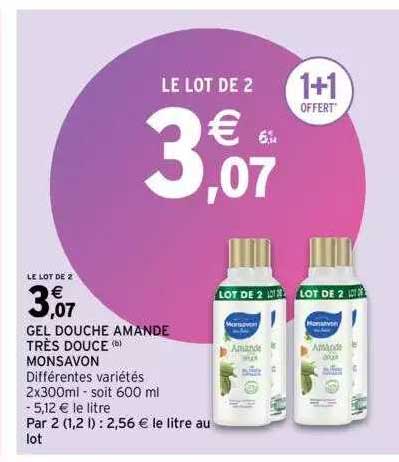 gel douche amande très douce monsavon