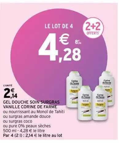 gel douche soin surgras vanille corine de farme