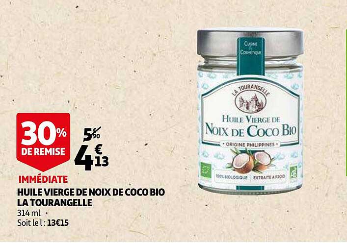 Huile Vierge De Noix De Coco Bio La Tourangelle
