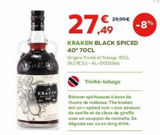 kraken black spiced 40° 70 cl