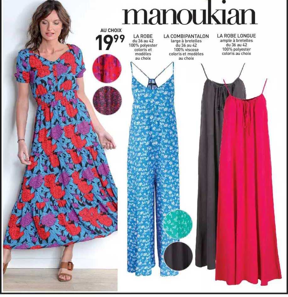 la robe, la combi-pantalon, la robe longue manoukian