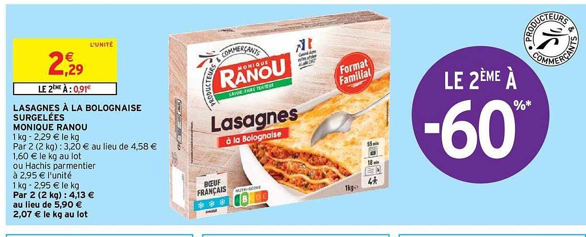 lasagnes à la bolognaise surgelées monique ranou