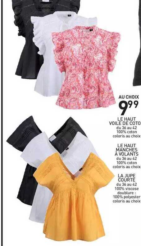 le haut voile de coto, le haut manches à volants, la jupe courte