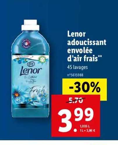 lenor adoucissant envolée d'air frais