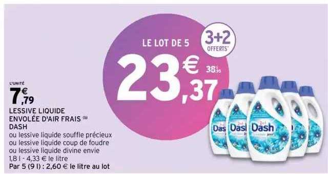 lessive liquide envolée d'air frais dash