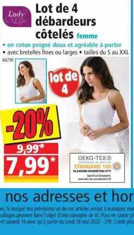 lot de 4 débardeurs côtelés femme
