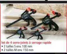 lot de 4 serre-joints à serrage rapide