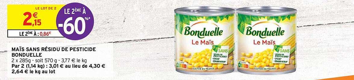 maïs sans résidu de pesticide bonduelle