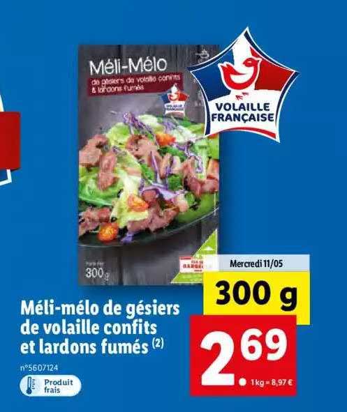 méli-mélo de gésiers de volaille confits et lardons fumés