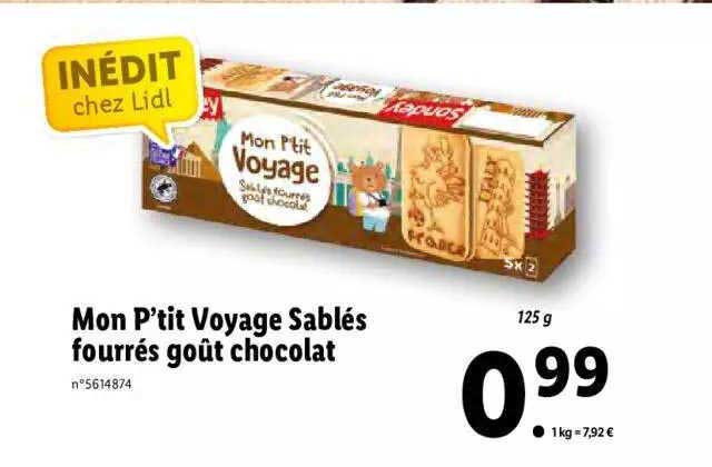 mon p'tit voyage sablés fourrés goût chocolat