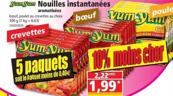 nouilles instantanées aromatisées yum yum