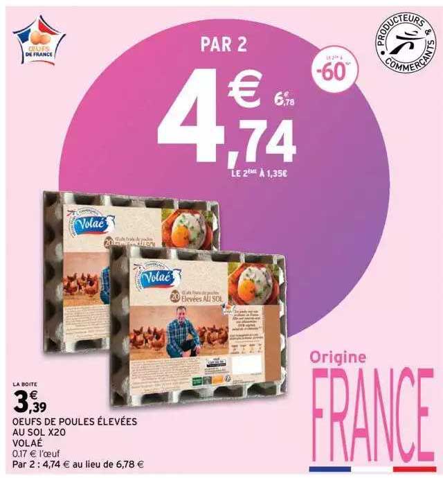 oeufs de poules élevées au sol x20 volaé